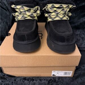 UGG Black Ankle Boots with Patterned Laces